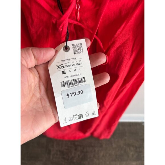 Zara Red Long Maxi Dress Crisscross Open Back V-Neck Bloggers Favorite Size XS/S - Picture 13 of 14